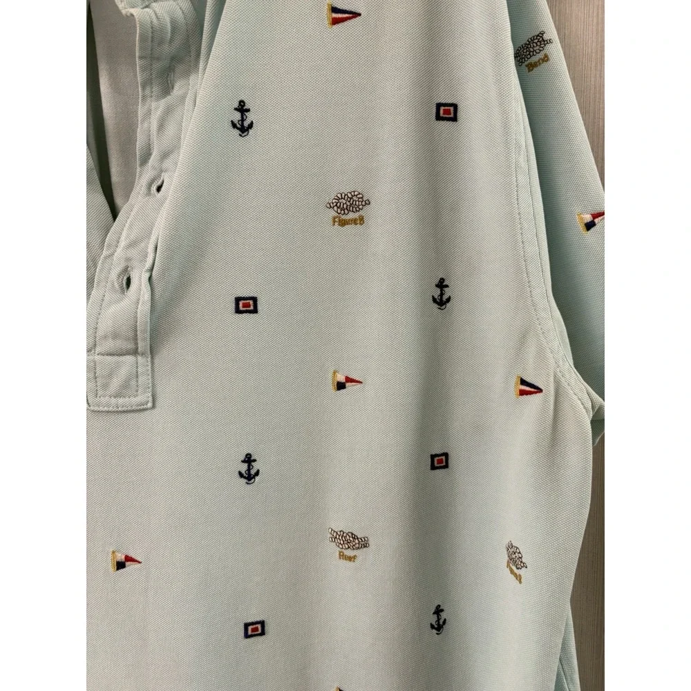 Ralph Lauren Mens Knit Oxford Polo Shirt Nautical Anchor Embroidery Mint 1XB Big